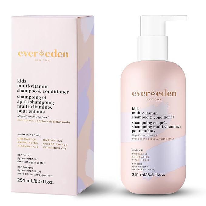 Evereden Kids Shampoo and Conditioner 2 in 1: Cool Peach, 8.5 fl oz. | Gentle Kids Skin Care | Non-toxic and Clean Ingredients