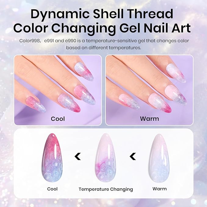 Beetles Pearl Gel Nail Polish Set - Ocean Treasures Gel Polish, 20 Colors Glitter Cat Eye Pink Red Mermaid Swirl Thread Effect Soak off Nail Gel for DIY Manicure Gift for Women