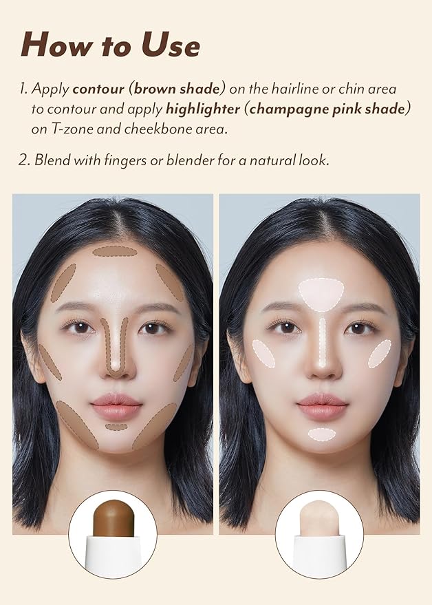 I'M MEME I'm Multi Stick Dual | Two Shade Shading and Highlighting Matte Finish | Suitable for Beginners Portable Size | 001 Contouring