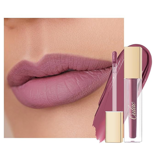 Oulac Matte Liquid Lipstick Mauve Pink Lip Gloss for Women, Long Lasting Lipstick Waterproof, No Transfer, Creamy High Pigmented Formula with Rose Oil, Vegan & Cruelty-Free, M13