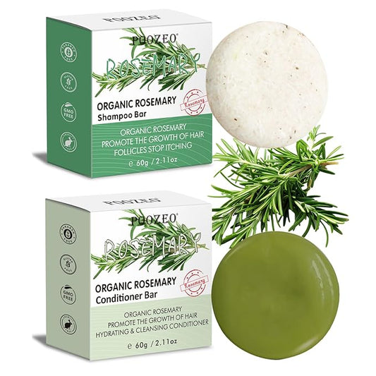 2 Pack Rosemary Shampoo Conditoner Bar Set,Thinning Hair-Volume Shampoo & Conditioner Bar for Men and Women,Hair Thickening & Regrowth Treatment,Hair Growth Soap for Anti-Hair Loss