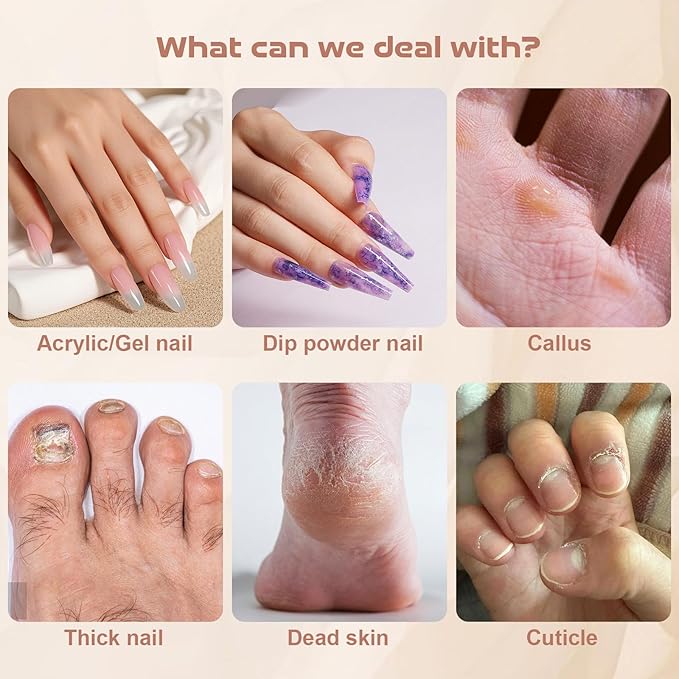 Electric Nail File ,Professional Nail Drill for Acrylic Gel Dip Powder Nails Portable Nail Machine Kit Manicure Pedicure Tools Polishing Set with Nail Drill Bits Sanding Bands (Rose Gold)