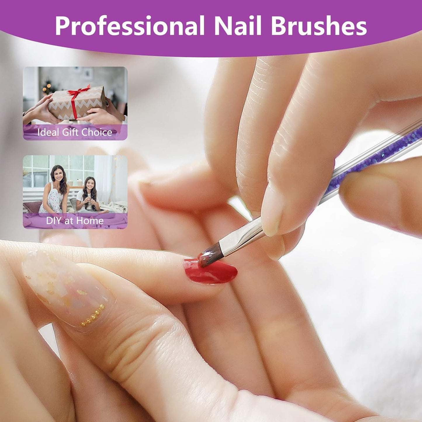 Artdone 9PC Nail Art Brushes Set - Liner Brush, Dotting Pen, Gel Polish Painting Tools For Nail Art Design