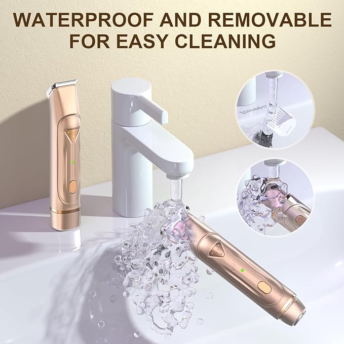 Dermave Bikini Shaver - Bikini Trimmer for Women, Waterproof Dual Head Shaver (Gold)