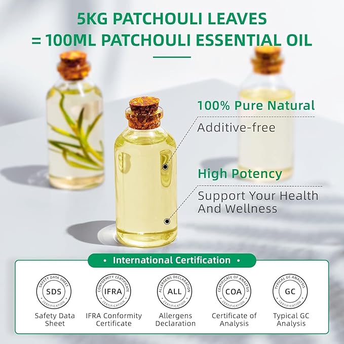 HIQILI 0.33Fl Oz Patchouli Essential Oil,100% Pure for Diffuser,Perfume DIY, Candle Soap Making-10ml