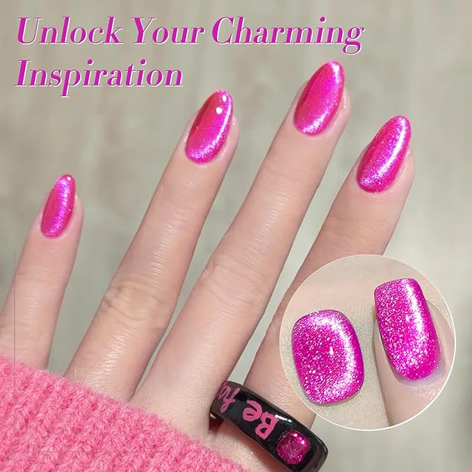 Born Pretty Cat Magnetic Eye Gel Nail Polish Spring Summer Neon Shimmer Glitter Holographic Cat Magnetic Eye Gel Crystal Glass Cat Magnetic Gel Polish Nail Art Manicure DIY at Home 6PCS