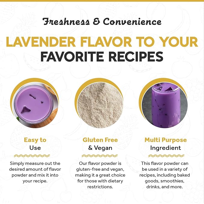 Fanale Premium Lavender Bubble Tea Flavoring Powder | Perfect for Baking, Smoothies, Desserts and Drinks | Instant Flavoring Powder for Boba Milk Tea - 2.2 Pounds (Pack of 20)