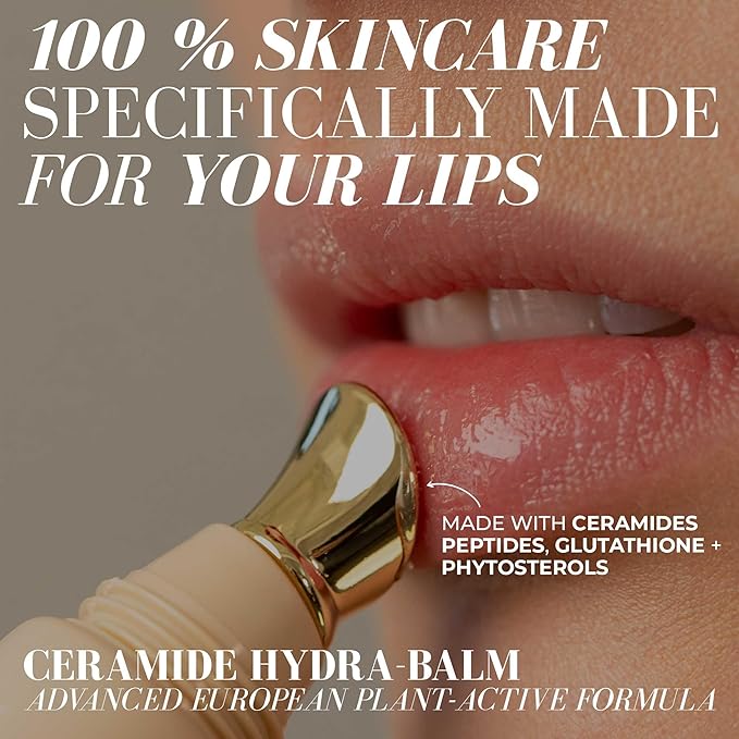 Fitglow Beauty Ceramide Hydra-Balm Lip Gloss | Hydrating Lip Serum with Peptides & Glutathione | Plumping & Anti-Aging Lip Skincare | Dry & Chapped Lip Repair | Vegan & Cruelty-Free | 12g - Pinot