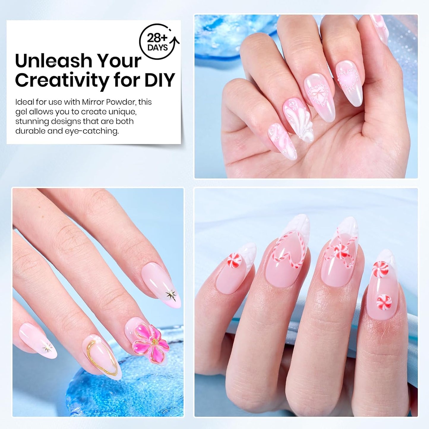 Beetles Sculpting Gel 3D Nail Art - Halloween White No Wipe Nail Polish 3D Rhinestone Building Multi-Function Drawing Gel for DIY Manicure Designs