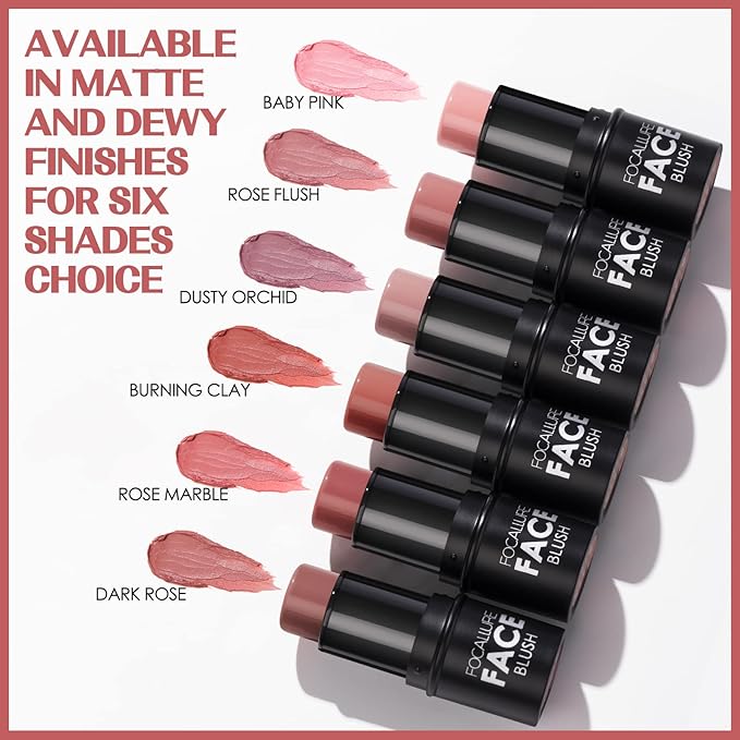 FOCALLURE Cream Blush Makeup,Buildable Blush Stick for Cheeks,Matte and Dewy Finish,Long Wearing,Easy Application,Lightweight Multi Stick,BURNING CLAY