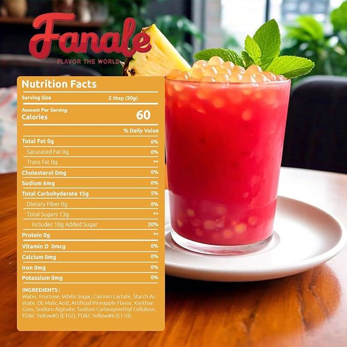 Fanale Popping Boba Pearls for Bubble Tea - 7 lb |Pineapple Flavor | Bursting Boba Pearls Bubble | Fruit Juice Flavor for Shakes, Dessert, Smoothie