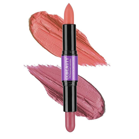 CCbeauty 2-in-1 Blush Stick for Cheeks - Cream 2 Colors Dual Blushing Makeup Stick for Cheeks, Eyes & Lips, Natural Blendable Moisturizing Long-Lasting Smooth Blushes,Peach & Muted Mauve