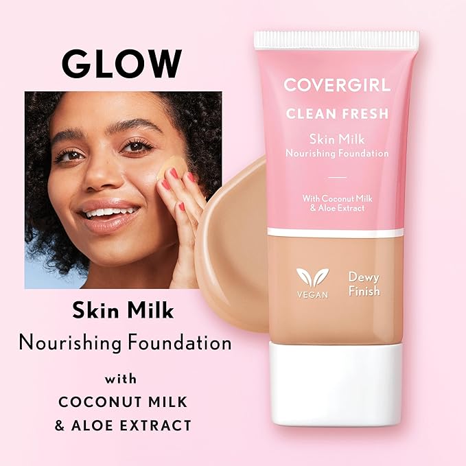 COVERGIRL Clean Fresh Skin Milk Foundation, Hydrating Foundation, Vegan, 1 Count, (packaging may vary)