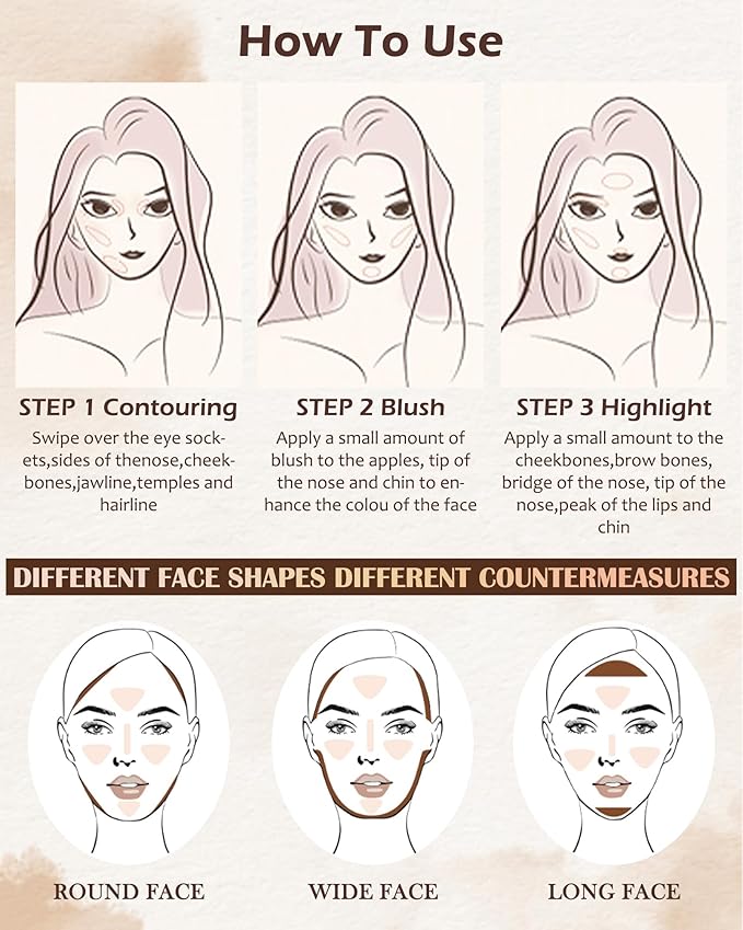 Face Contour Glitter Highlighter Powder Palette-2 in 1 Cruelty-Free Matte Bronzer Powder,Shimmer Illuminator Highlighters for a Glowing Look,Blendable Makeup Palette,Valentine's Day Gift for Women-01