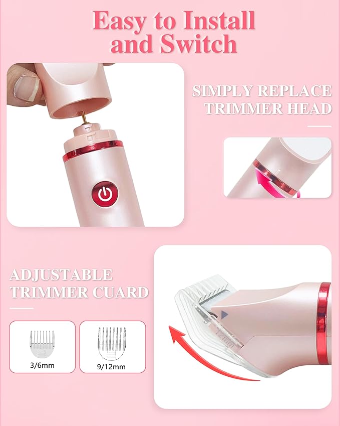 Bikini Trimmer for Women, Electric Razor for Pubic Hair 3-in-1, Bikini Shaver for Legs Body Hair, Womens Electric Razor IPX6 Waterproof, Gifts for Women,Pink