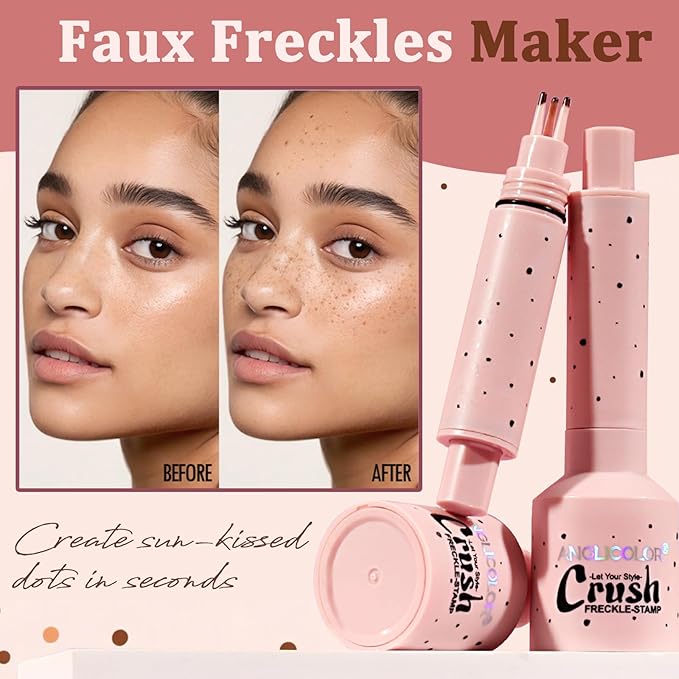 Faux Freckle Pen Waterproof – Faux Freckles Maker for Natural Sun-Kissed Look, Quick-Dry & Long-Lasting, Easy One-Press Application, Cute & Trendy Gift for Women & Girls - 02 Medium