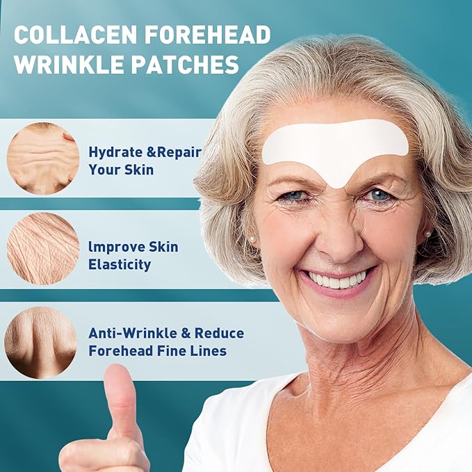 28 Pcs Forehead Wrinkle Patches - Anti Wrinkle Facial Patches with Collagen and Vitamin E for Face Overnight to Smoothing Fine Frown Lines & Wrinkles Treatment