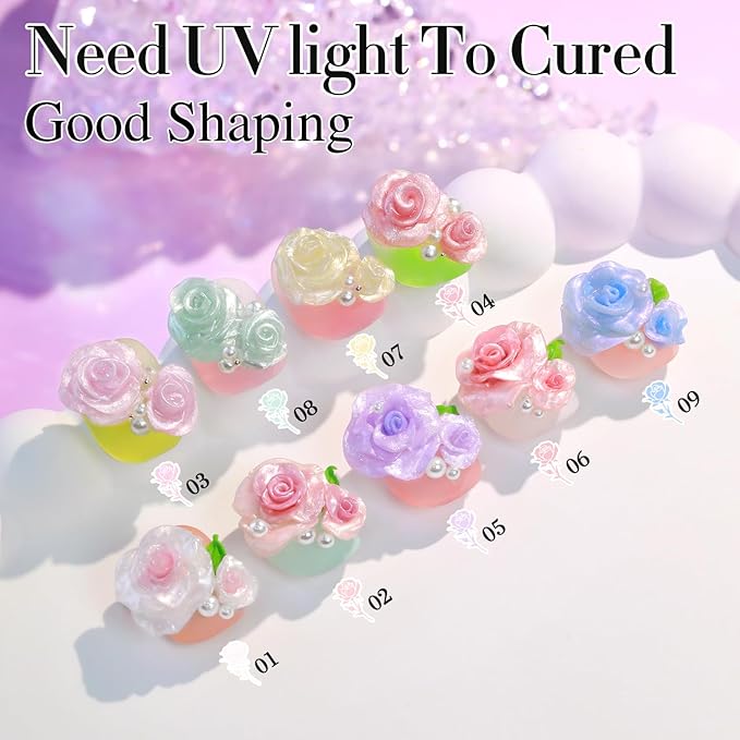 Double Rhythm 3D Nail Gel Pearl Solid Sculpting for Nail Art Non-Sticky Hard for Building Carving Molding Extension Soak Off UV/LED Salon Home DIY 0.5 Oz (Blue-Silk 09)