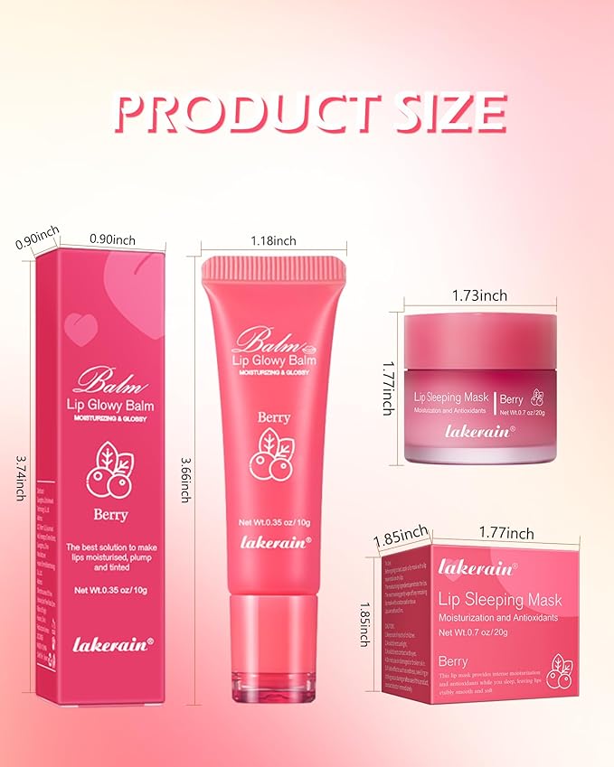 2Pcs Lip Glowy Balm & Lip Sleeping Mask Set,Hydrating Nourishing Repair Sleeping Lip Mask,Glossy Tinted Lip Balm,Day & Night Smooth Cracked Chapped Lip,Lip Care Therapy Treatment for Women-Grapefruit