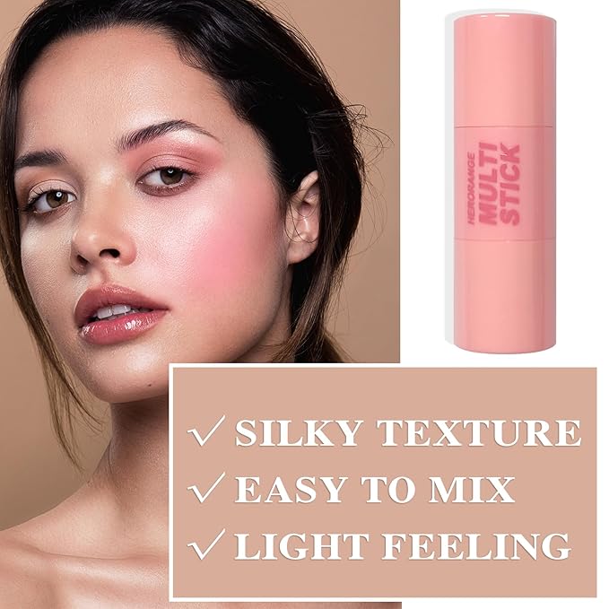Cream Blush Stick with Brush and Makeup Sponge,Waterproof Multi Cream Makeup Stick,Lightweight,Long-lasting,2 in 1 Multi Blush for Cheeks & Lip Tint & Eyeshadow R