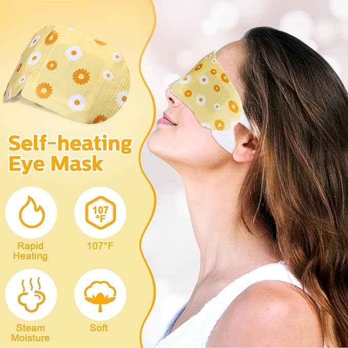 50 Packs Steam Eye Mask for Dry Eyes Spa Warm Sleep Eye Mask Self Heating Disposable Eye Masks for Home Office Travel Eyestrain Relieve (Chamomile Scent)