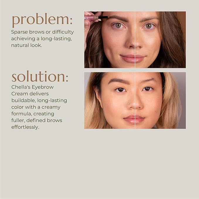 Chella Eyebrow Cream, Luscious Light Brown - Vegan, Cruelty Free, Paraben Free, Gluten Free Eyebrow Pomade Makeup - Long Wearing, Velvet Consistency, Water Resistant
