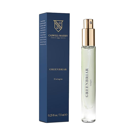 Caswell-Massey Greenbriar Cologne Spray, Classic and Zesty Scent with Citrus, Sage & Patchouli, Fragrance for Men, Made in USA, 0.25 Oz