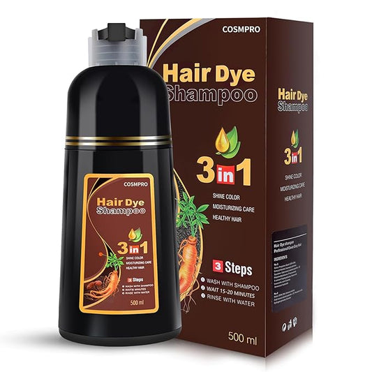 Hair Dye Shampoo Chestnut Brown Hair Color Shampoo for Gray Hair Coverage Herbal Hair Dye Shampoo 3 in 1 for Men and Women, Instant Color Shampoo