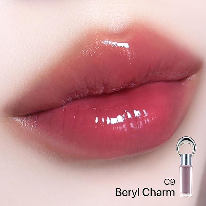 ENTROPY Makeup 2-in-1 Charm Shiny Glowy Lip & Cheek Gloss Tint Keychain, High Pigment Glossy Lip Color & Plumping Gloss, C9 Berly Charm