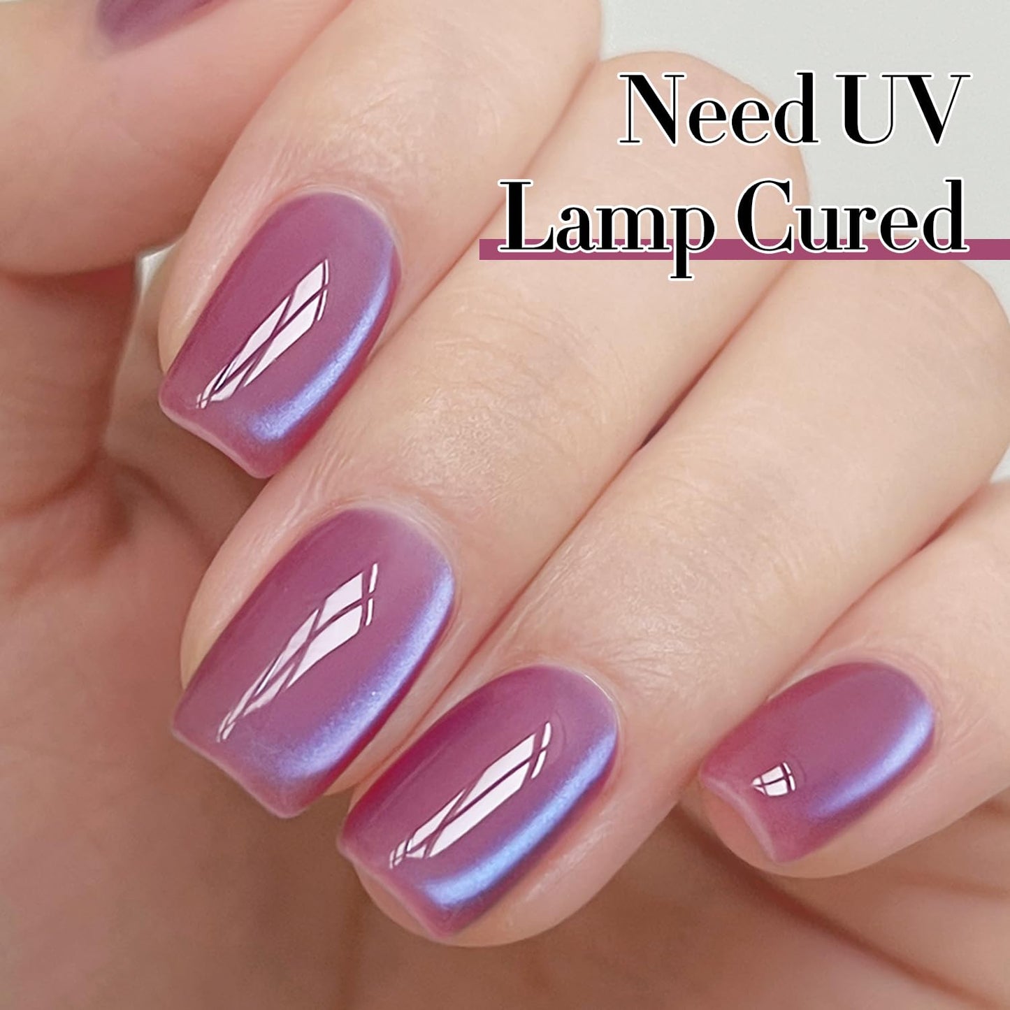 Double Rhythm 15ML Ice Glass Cat Eye Gel Polish with Magnet Holographic Glitter Shimmer Translucent Sheer Color Salon Soak Off Magnetic Nail at Home (Rose Violet-MC1131)