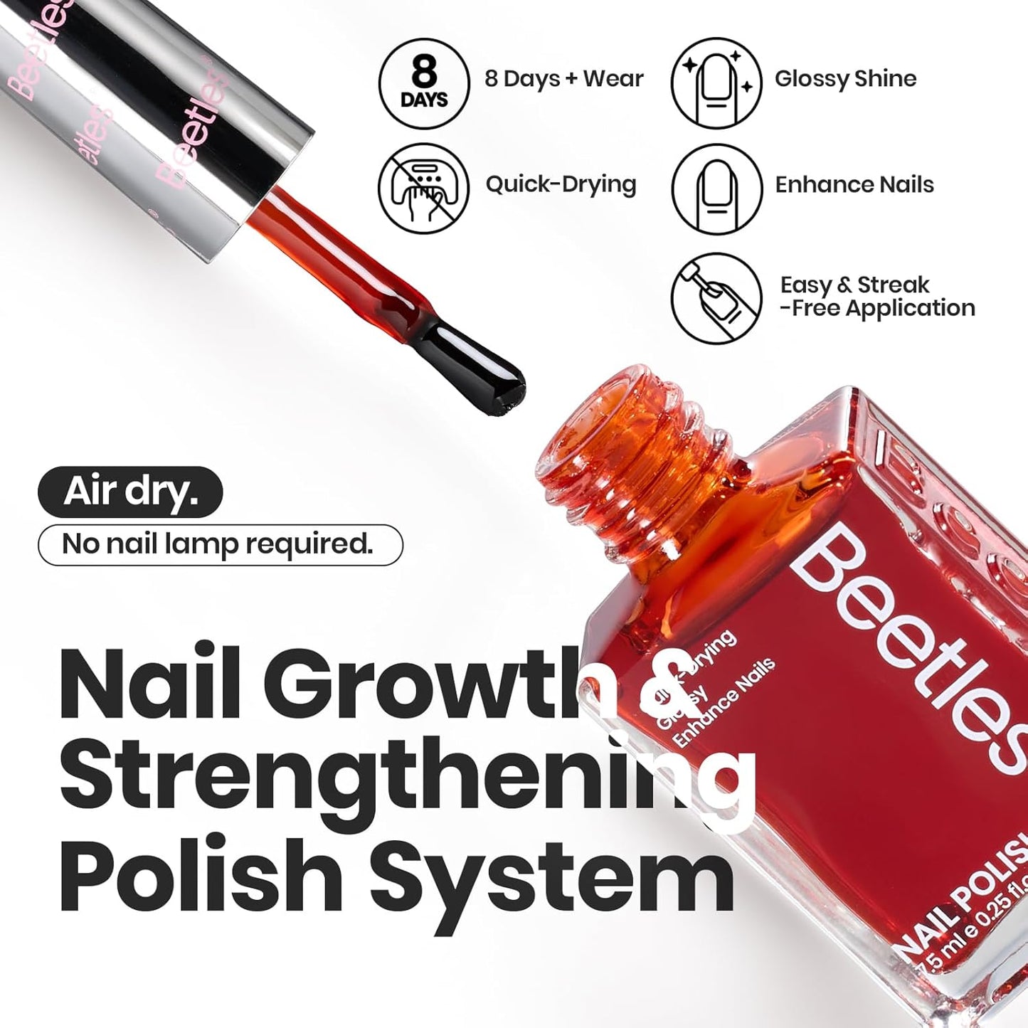 Beetles Fall Nail Polish Set - Golden Harvest 6 Colors Quick Drying Long-Lasting Burgundy Red Orange Jelly Glitter Nail Polish for DIY At-Home Manicure Gift for Women