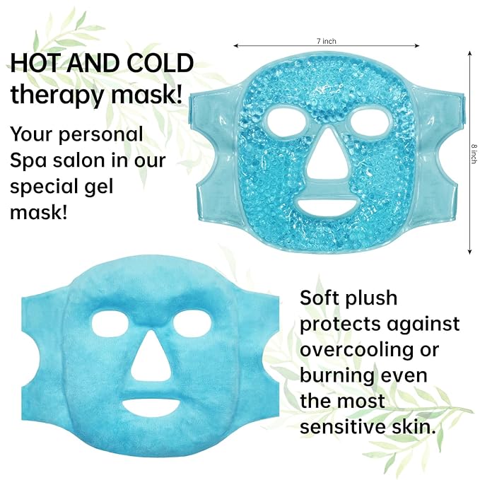 Ice Pack Face Eye Mask for Dark Circles and Puffiness,Gel Cold Cooling Face Mask for Migraines, Headache, Stress and Relaxation (Blue)