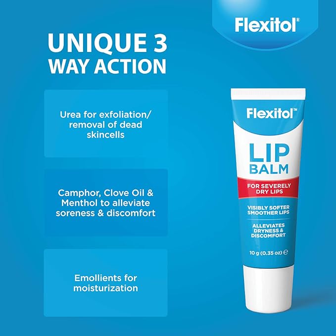 Flexitol Lip Balm, 0.35 Ounce Tube, Cream White, 3 Count (Pack of 1)