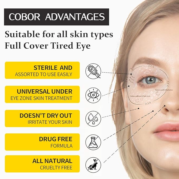 Hydro Collagen Eye Mask Crystal Eye Patches Anti-Aging Under eye Pads Natural Eye Treatment for Wrinkles Dark Circles Bags Moisturize Puff Eye Spa-16 Pairs