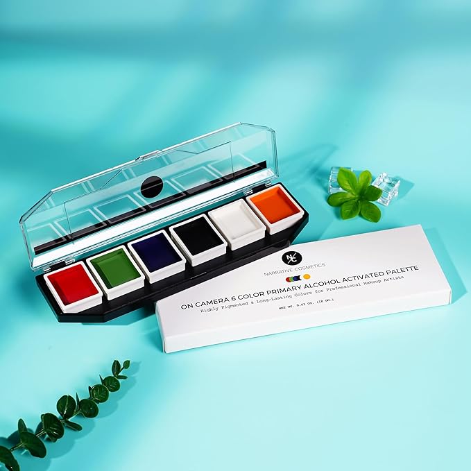 6 Color On Camera Primary Alcohol Activated Makeup Palette - Waterproof Makeup for Professional Makeup Artists