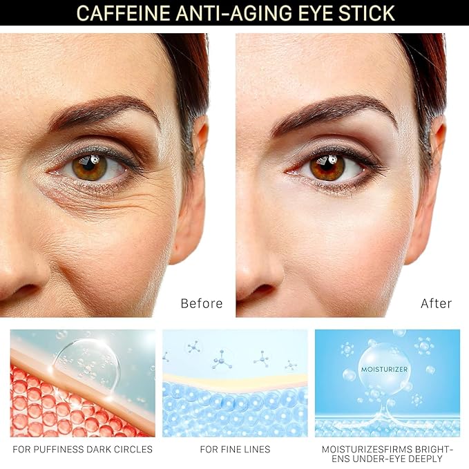 Caffeine Eye Cream for Dark Circles: Caffeine Eye Stick - Smooth Fine Lines and Hydrate Eye Area