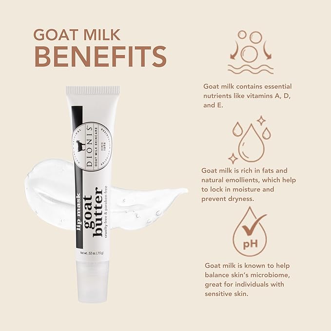 Dionis Goat Butter Overnight Leave On Lip Mask - Raspberry, Goat Milk, Jojoba & Moringa Oils Moisturize & Repair Cracked, Chapped & Dry Lips - Chocolate Shortbread Scented Formula Stays On All Night