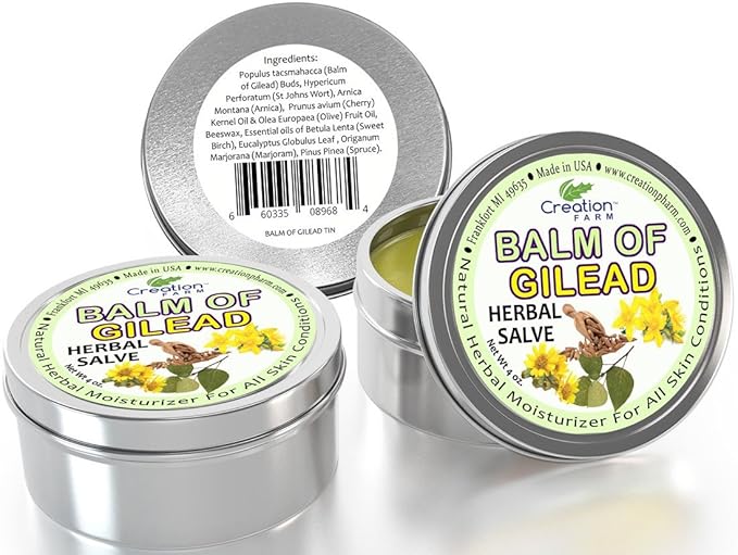 Creation Farm Balm of Gilead Herbal Salve - 3 Pack Large 4 oz Tins -Balm of Gilead Ointment -Balm De Gilead Ungüento