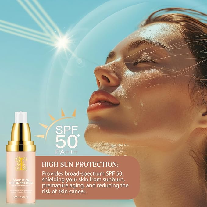 Foundation 4 in 1, SPF 50, Medium Coverage, Hydrating Color Changing Foundation Makeup Liquid, Long-lasting &Waterproof and Sweatproof, Neutral Finish, Suitable for All Skin Types