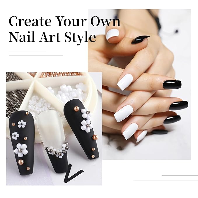 JODSONE 2Pcs Gel Nail Polish Set 10ml Black and White Gel Polish，Soak Off LED U V Nail Gel Manicure All Seasons Gel Polish Nail