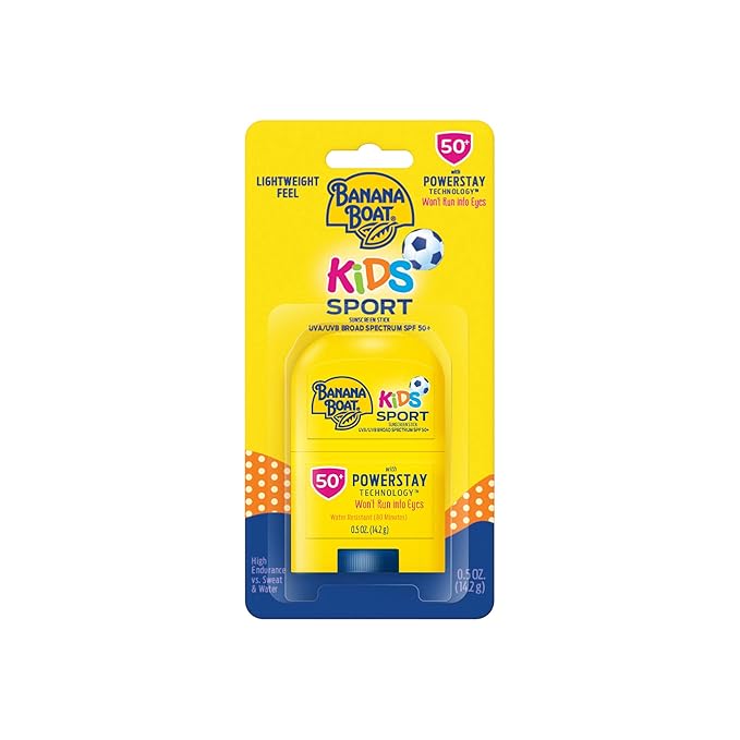 Banana Boat Kids Sport Sunscreen Stick SPF 50 Travel Size 0.5oz & Sport Ultra Sunscreen Lotion SPF 50 Family Size 12oz