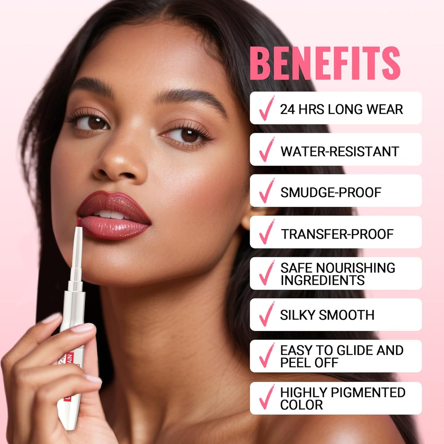 iMethod Lip Liner Stain - Lip Stain, 2-In-1 Dual-Ended Peel Off Lip Stain with Tweezer, Natural Long Lasting Peel Off Lip Liner, Easy to Use for All Skin Types, Stay All Day, Coffee