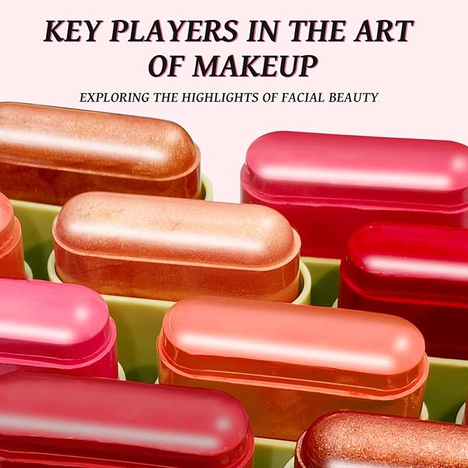 Highlighter Makeup Stick - Blush Highlighters Makeup Stick for Face & Body, Natural Silky Shimmer Highlight, Bendable Long Lasting Highlighter Wand, Cream Korean Highlighter (Rose Gold)