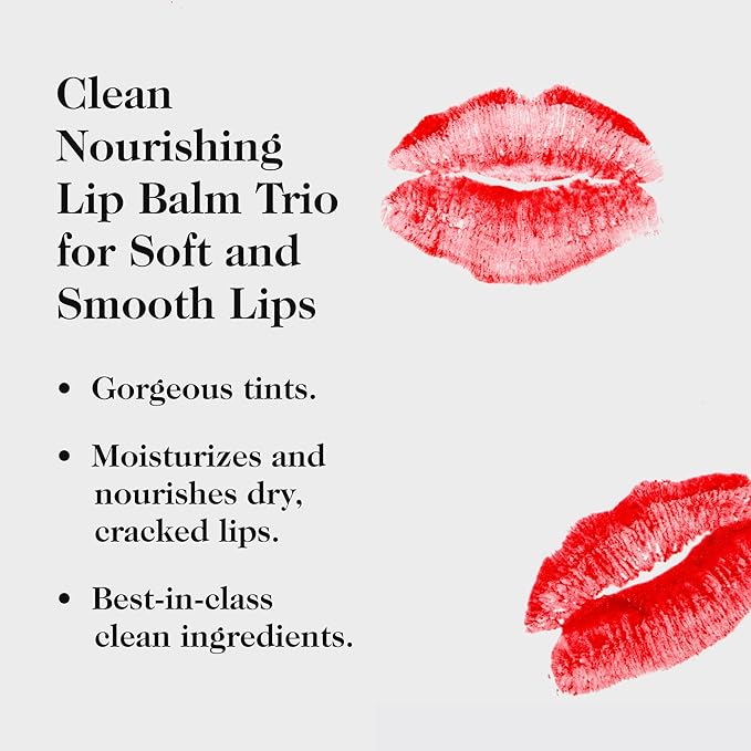 goop Beauty Lip Balm Trio | Clean Moisturizer for Chapped, Cracked & Dry Lips | Clear, Peony, & Tomato | Tinted for Sheer Color | Petroleum Free | 0.16 fl oz Each