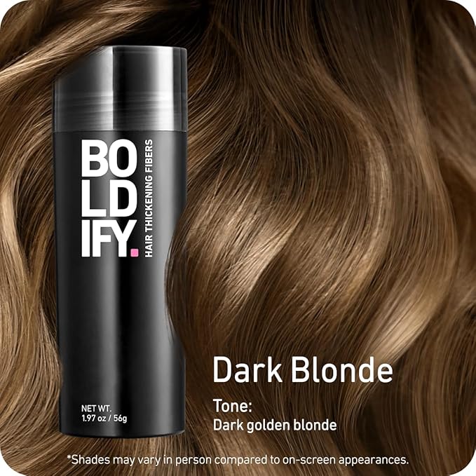 BOLDIFY Hair Fibers (56g) - Fill In Thinning and Fine Hair for an Instantly Fuller, Thicker Look - 14 Shades for Women & Men - Dark Blonde