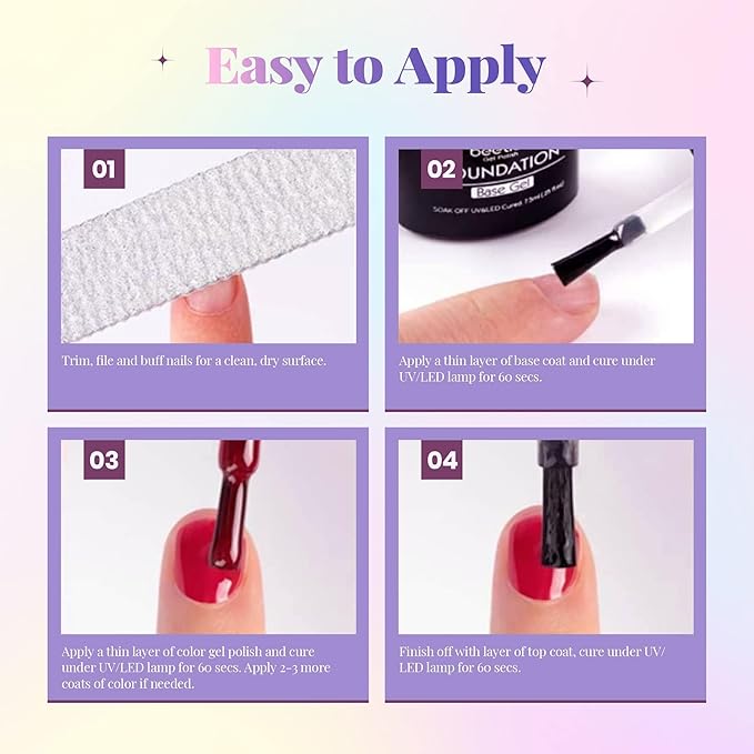 Beetles Purple Gel Nail Polish Set - 20 Colors Hot Pink Purple Shimmer Green Unicorn Bright Glitter Manicure Macaron Collection Pastel Gel Polish Kit with Base Matte Glossy Top Coat