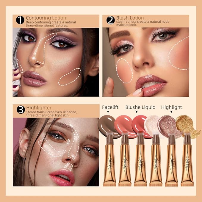 Highlighter Beauty Wand, Cream Liquid Highlighter Makeup Stick, Silky Smooth Face Shimmer Bronzer Stick with Cushion Applicator, Lightweight Body Face Glowing Highlighter, Cruelty-free（Pearl White）