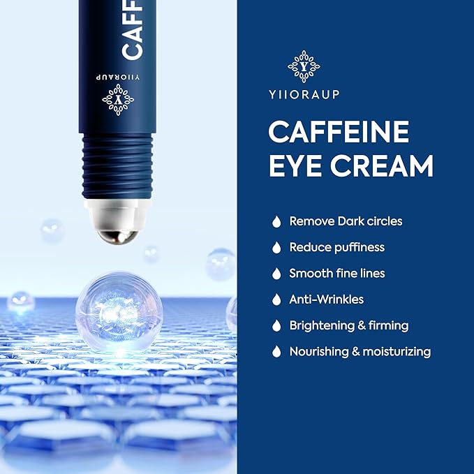 Eye Roller for Bags for Men: Men’s Caffeine Under Eye Cream for Puffy Eyes and Dark Circles Treatment – Cooling Stick Depuffer for Puffiness Reducer 0.45 fl. Oz.