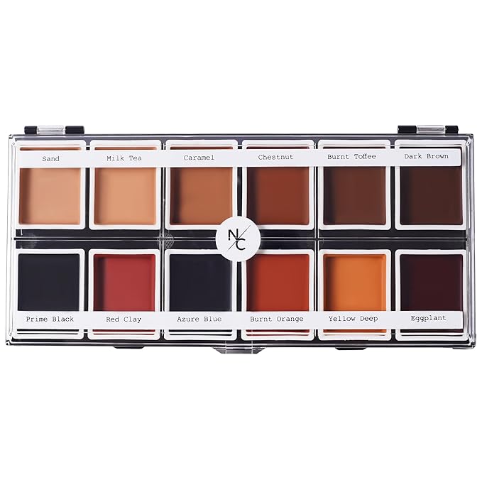 12 Color Dark Flesh Tone Alcohol Activated Makeup Palette for Special Effects - Waterproof Dark Flesh Tone Makeup for Professional Makeup Artists