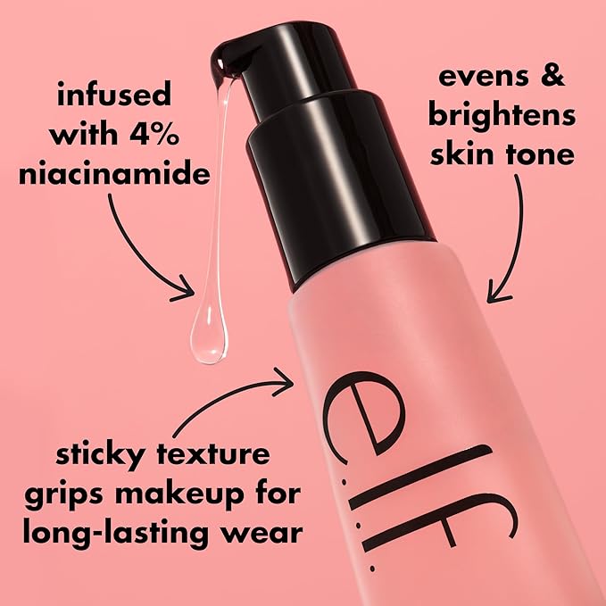 e.l.f. Power Grip Primer + 4% Niacinamide, Gel-Based & Hydrating Face Primer, Evens Skin & Brightens, Grips Makeup, Vegan & Cruelty-Free, 0.8 Fl Oz
